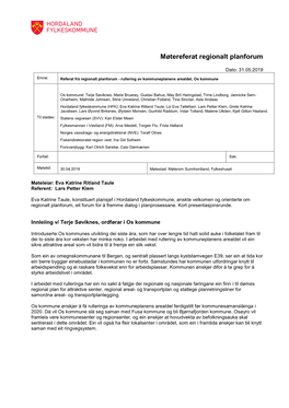 Møtereferat Regionalt Planforum