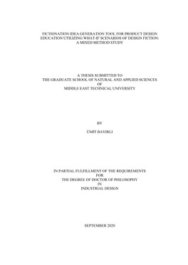 Fictionation Idea Generation Tool for Product Design Education Utilizing What-If Scenarios of Design Fiction: a Mixed Method Study