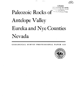 Paleozoic Rocks Antelope Valley Eureka and Nye Counties Nevada