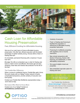Cash Loan for Affordable Housing Preservation