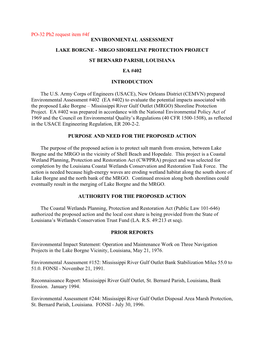 Supplemental Environmental Assessment #269-A: Mississippi River Gulf Outlet, South of Lake Borgne, Additional Disposal Areas