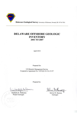 Delaware Offshore Geologic Inventory 2001 to 2008