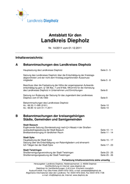 Amtsblatt Für Den Landkreis Diepholz