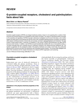 REVIEW G-Protein-Coupled Receptors, Cholesterol and Palmitoylation: Facts