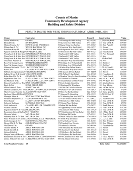County of Marin Community Development Agency Building and Safety Division