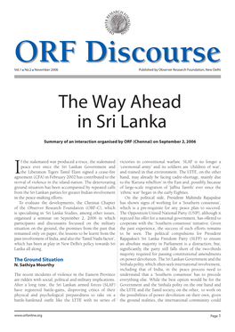 The Way Ahead in Sri Lanka