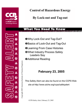 Control of Hazardous Energy by Lock-Out and Tag-Out