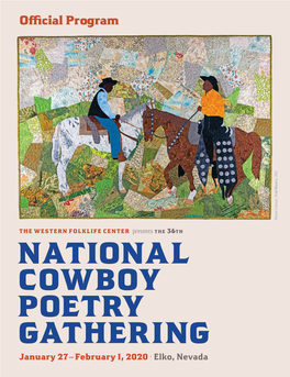 NATIONAL COWBOY POETRY GATHERING January 27–February 1, 2020 · Elko, Nevada