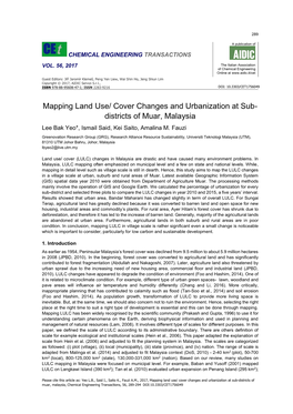 Mapping Land Use/ Cover Changes and Urbanization at Sub