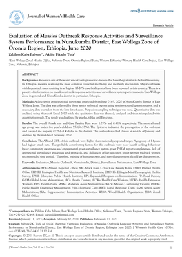 Evaluation of Measles Outbreak Response Activities And