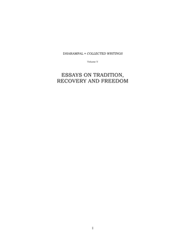 Essays on Tradition, Recovery and Freedom