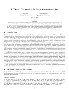 PGN/AN Verification for Legal Chess Gameplay