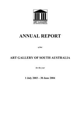 Art Gallery of South Australia Major Achievements 2003