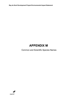 APPENDIX M Common and Scientific Species Names