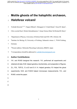 Motile Ghosts of the Halophilic Archaeon, Haloferax Volcanii