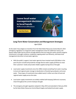 Long-Term Water Conservation and Management Strategies
