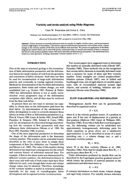 Vorticity and Strain Analysis Using Mohr Diagrams FLOW