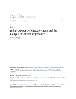 Indian Women's Uplift Movements and the Dangers of Cultural Imperialism