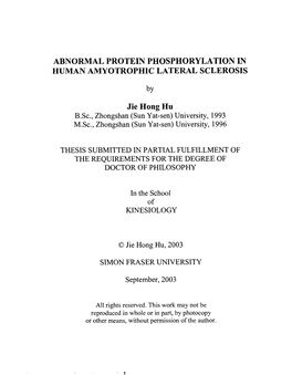 Abnormal Protein Phosphorylation in Human Amyotrophic Lateral Sclerosis