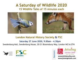 A Saturday of Wildlife 2020 15 Wildlife Talks of 15 Minutes Each