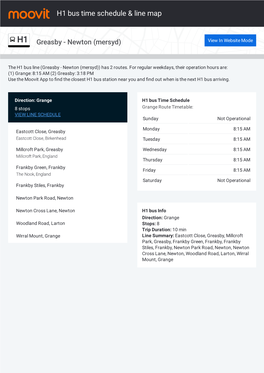 H1 Bus Time Schedule & Line Route