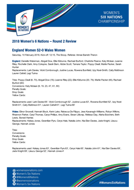 2018 Women's 6 Nations – Round 2 Review England Women 52-0 Wales Women