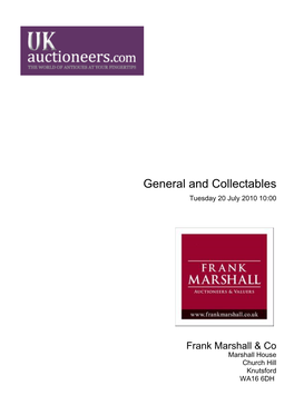 General and Collectables Tuesday 20 July 2010 10:00