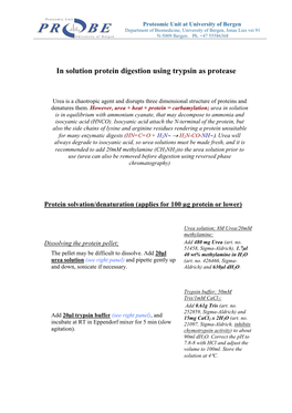 In Solution Protein Digestion Using Trypsin As Protease