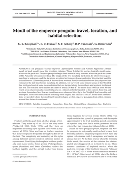 Moult of the Emperor Penguin: Travel, Location, and Habitat Selection