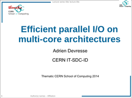 Efficient Parallel I/O on Multi-Core Architectures