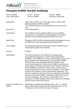 AF0033-Phospho-Hnrpd (Ser83) Antibody