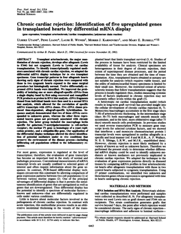 Identification of Five Upregulated Genes in Transplanted