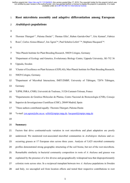 Root Microbiota Assembly and Adaptive Differentiation Among European