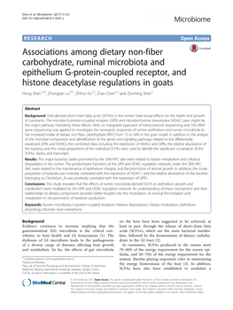 Associations Among Dietary Non-Fiber Carbohydrate, Ruminal Microbiota