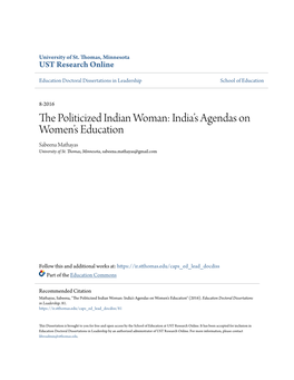 India's Agendas on Women's Education