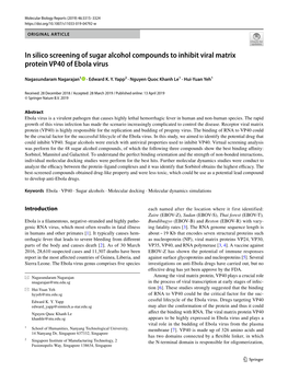 In Silico Screening of Sugar Alcohol Compounds to Inhibit Viral Matrix Protein VP40 of Ebola Virus