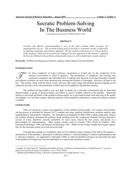 Applying the Socratic Method to the Problem Solving Process