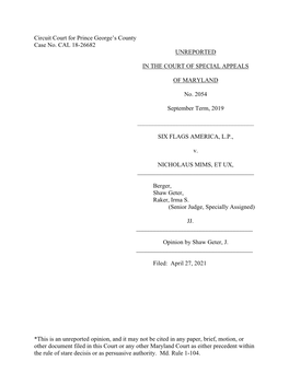 *This Is an Unreported Opinion, and It May Not Be Cited in Any Paper, Brief, Motion, Or Other Document Filed in This Court Or An