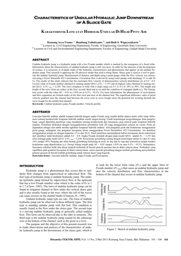 Characteristics of Undular Hydraulic Jump Downstream of a Sluice Gate