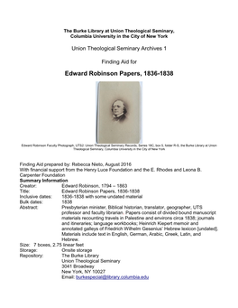 UTS: Edward Robinson Papers, 1836-1838