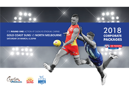 Packages in 2018, Afl Cairns and Cazalys Stadium Are Proud to Announce It Will Host It’S Eighth Toyota Afl Premiership Match