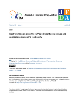 (EWOD): Current Perspectives and Applications in Ensuring Food Safety