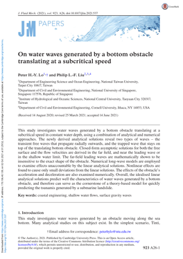 On Water Waves Generated by a Bottom Obstacle Translating at a Subcritical Speed