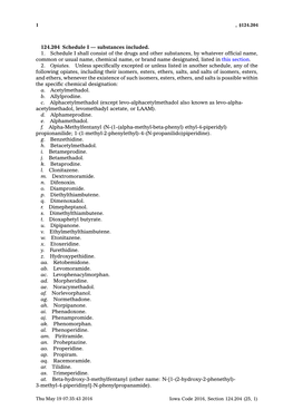 124.204 Schedule I — Substances Included. 1. Schedule I Shall Consist