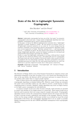 State of the Art in Lightweight Symmetric Cryptography