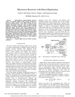 Microwave Receivers with Direct Digitization