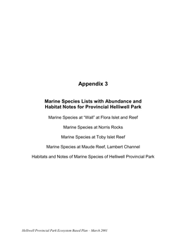 Appendix 3 Marine Spcies Lists