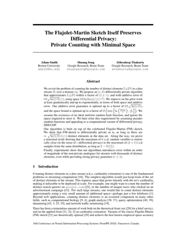 The Flajolet-Martin Sketch Itself Preserves Differential Privacy: Private Counting with Minimal Space