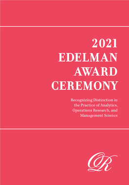 2021 Edelman Award Ceremony for Distinction in Practice