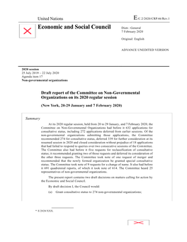 Economic and Social Council Distr.: General 7 February 2020